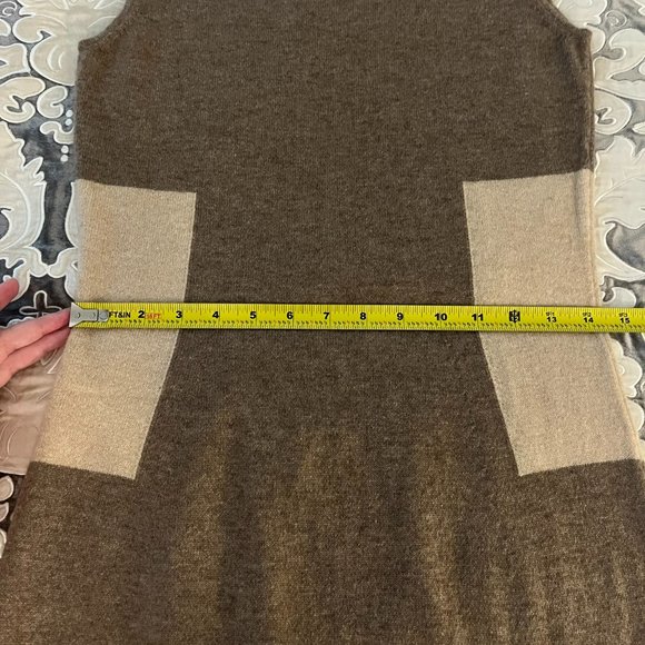 Erdenet 100% Cashmere Sweater Dress in Brown & Beige - Picture 9 of 14